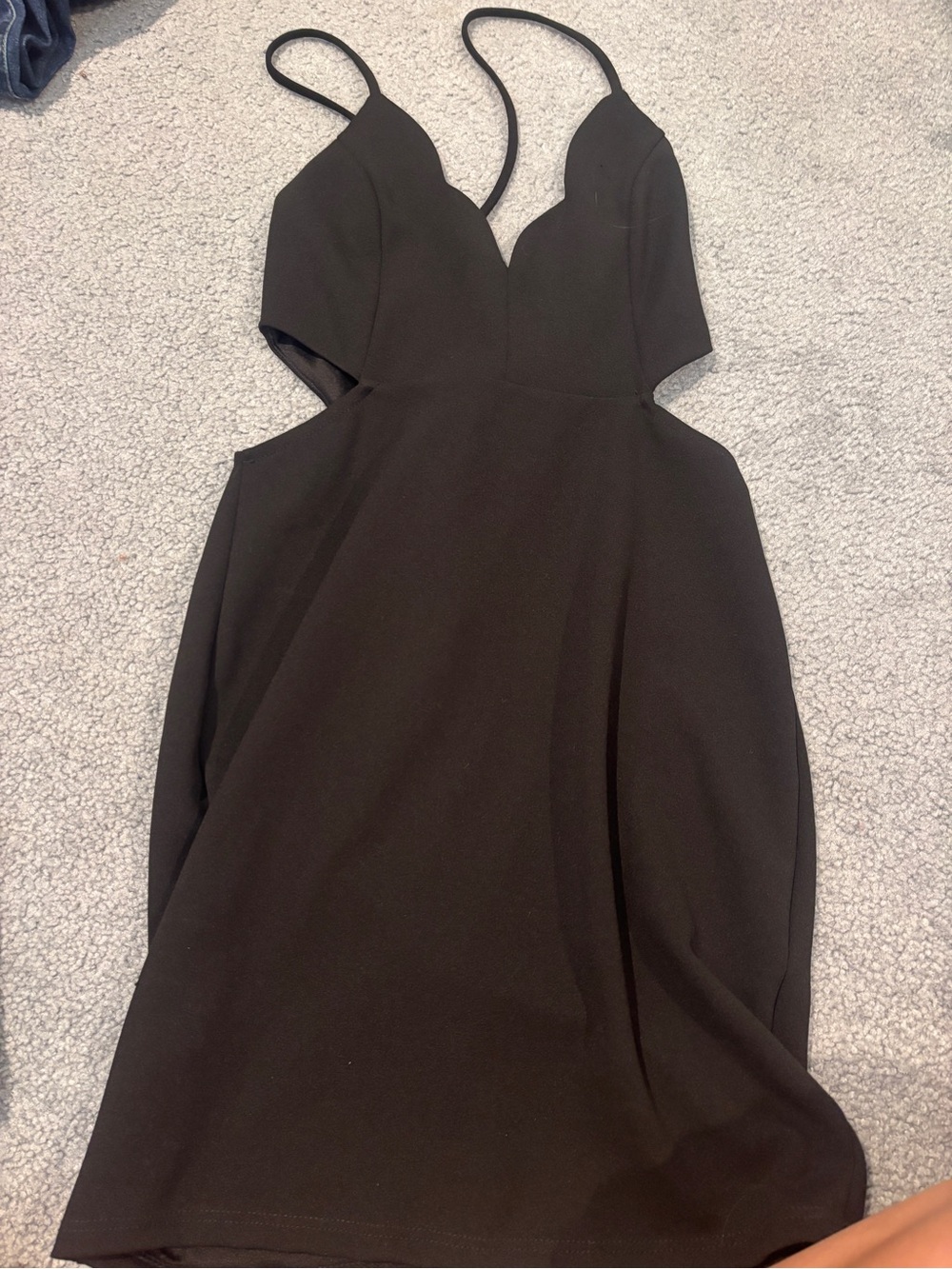 Black Cutout Scalloped Mini Dress